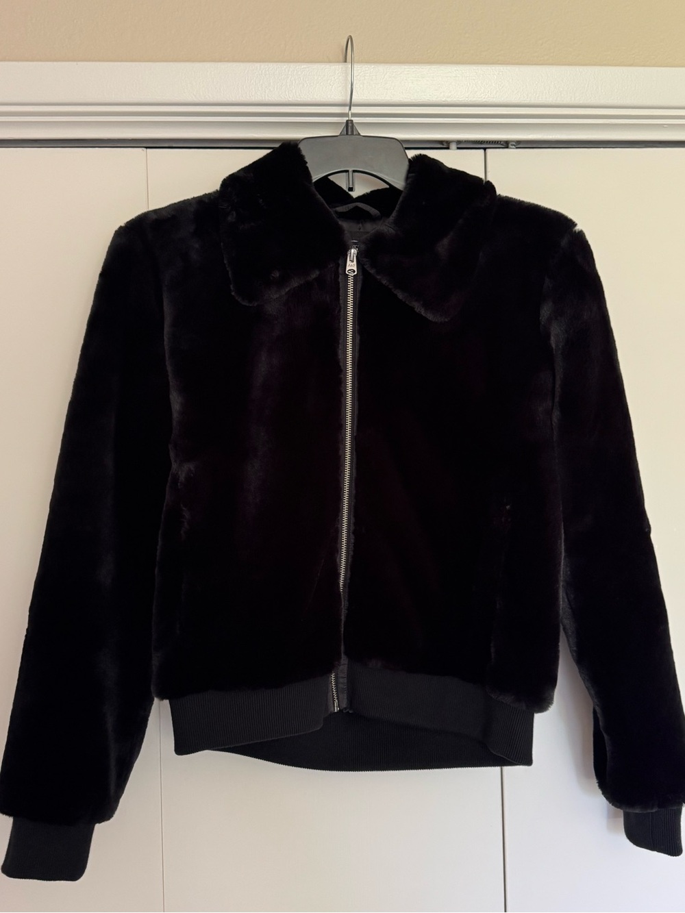 Abercrombie & Fitch Black Faux Fur Bomber Jacket